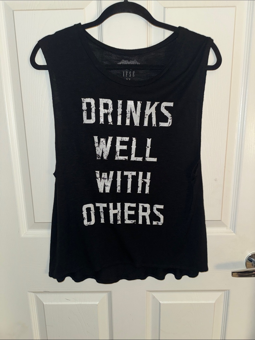 Black Graphic Muscle Tank - "Drinks Well With Others"